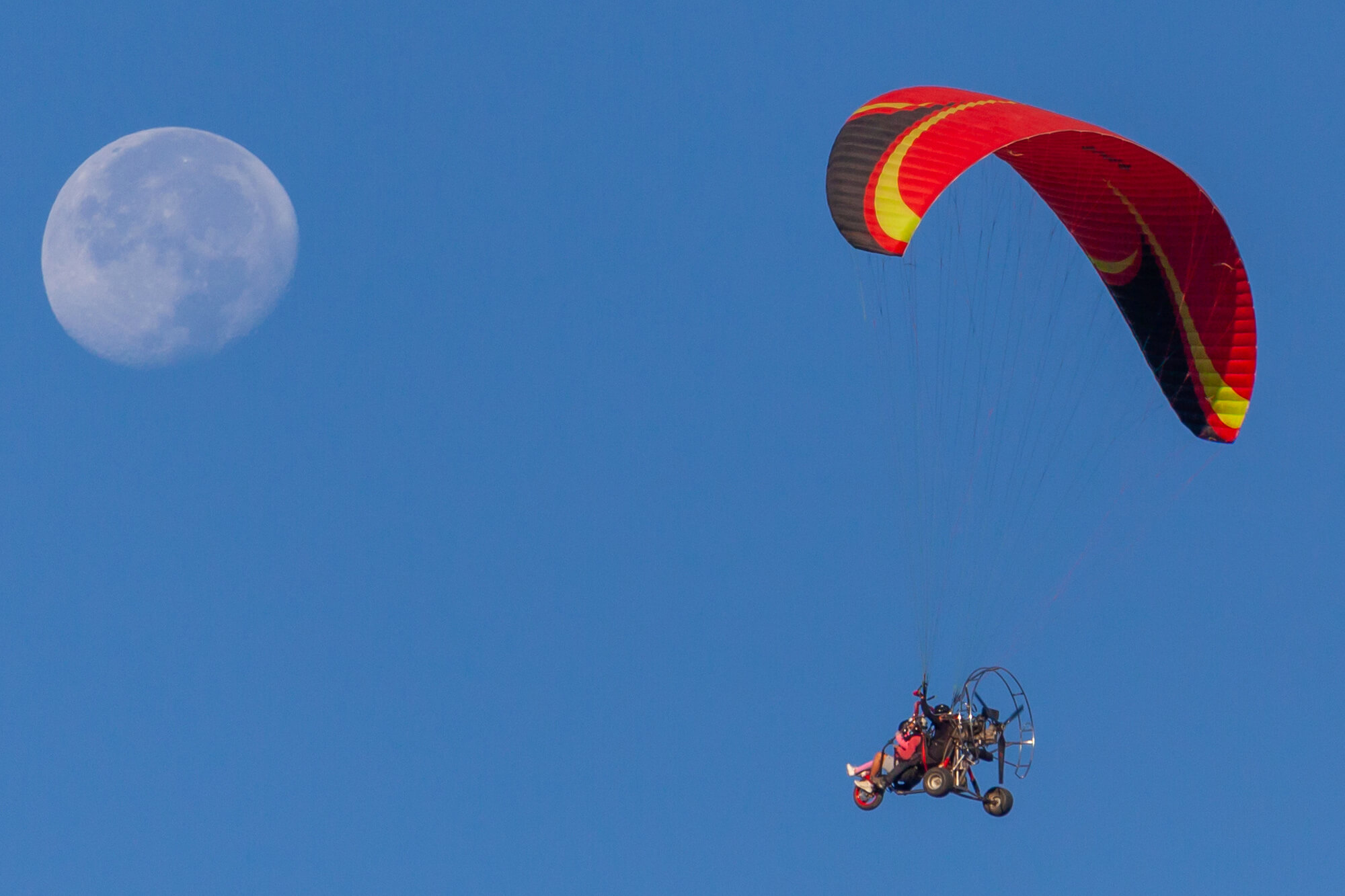 Powered parachute ultralight aircraft.